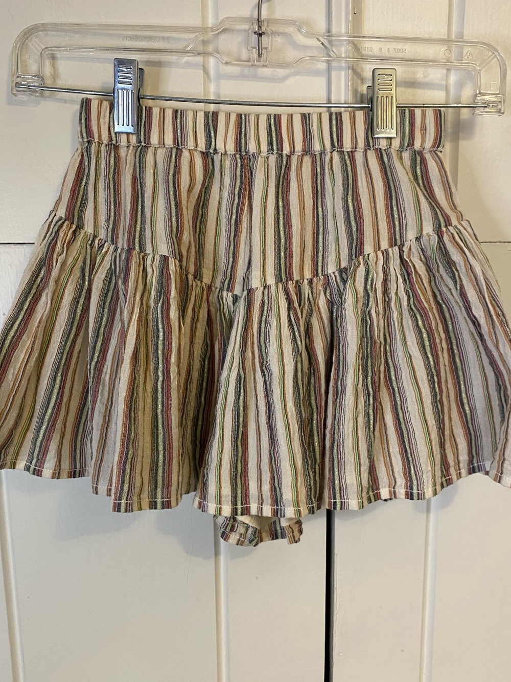 Peek 100% Cotton Girls XS (4-5) Multi-colored Stripe, Fully Lined, Tiered Skort.